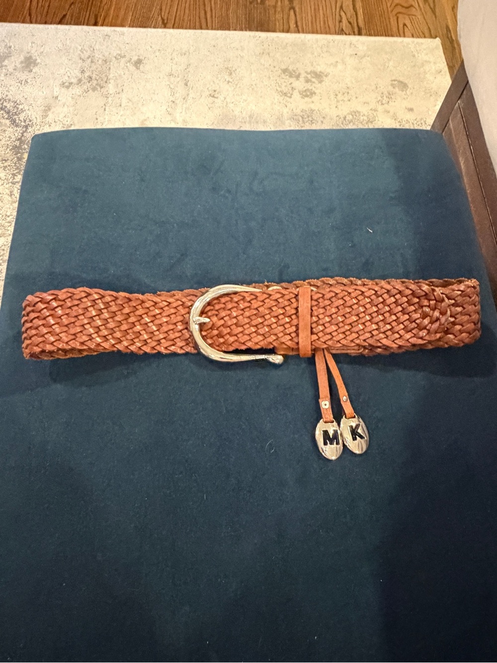 Michael Kors Braided Leather Belt in Cognac